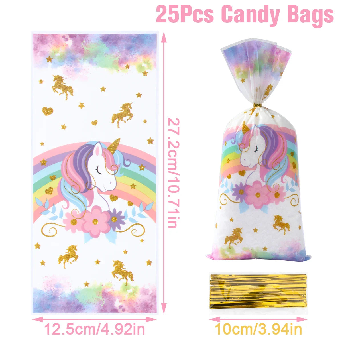 25/50/100 unidades de Bolsas de Embalaje de Caramelos de Unicornio Bolsas de Regalo con Temática de Unicornio para Fiesta de Cumpleaños de Niños, Baby Shower, Suministros para Fiestas de Boda