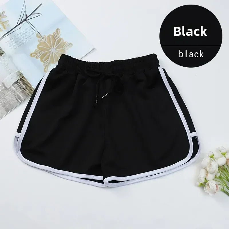 Pantalones Cortos Rayados Casuales para Mujer Coreanos Harajuku Holgados Combinables Deportes Verano Moda Sencilla Yoga Finos Mini Shorts Femeninos