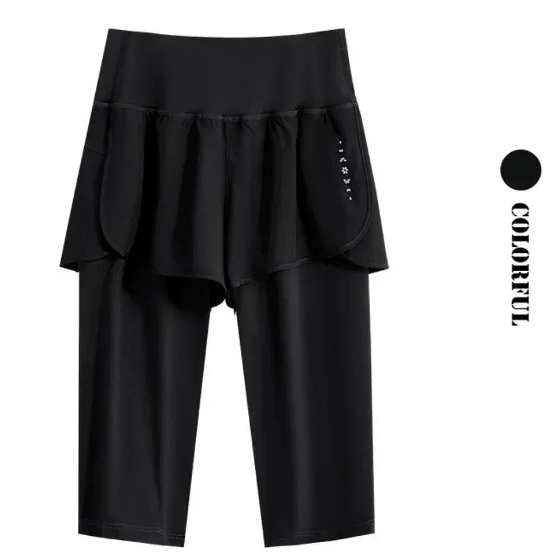 DRUR Pantalones Cortos de Yoga para Mujer, Verano, Deportivos, de Cinco Cuartos, Cintura Elástica, para Correr, Entrenamiento, Leggings Cortos para Mujer, Pantalones Cortos Deportivos