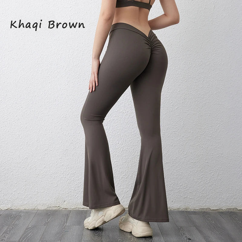 DIAS FIT JOY V-back flared pants yoga hip lifting tight pants wide leg fitness pants Gym exercise running yoga pants