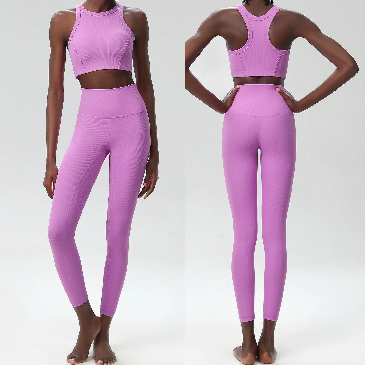 Conjunto de Yoga de 2 Piezas, Leggings de Cintura Alta para Mujer, Chaleco Deportivo, Ropa de Ejercicio, Conjuntos de Entrenamiento, Ropa Deportiva, Chándal de Gimnasio