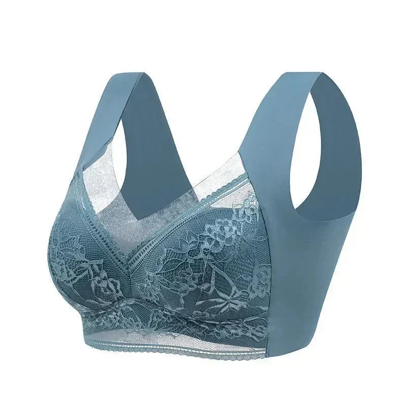 L-6L Sujetador grande para mujer Push Up, sujetador de seda helada sin costuras, bralette de encaje sin aros, sujetadores de verano de talla grande, lencería, ropa interior 15019