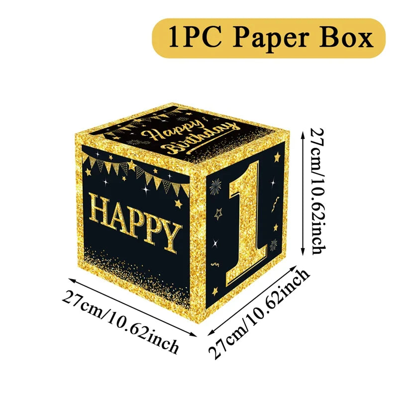 Caja de cumpleaños en blanco y dorado para 18 o 30 cumpleaños, decoraciones de fiesta para el hogar, caja de cumpleaños, suministros para fiestas de baby shower