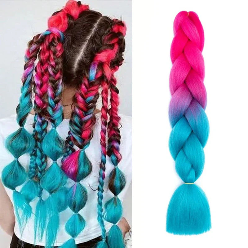 Extensiones de cabello trenzado jumbo de 24 pulgadas | Cabello sintético lacio, largo, Yaki, preestirado