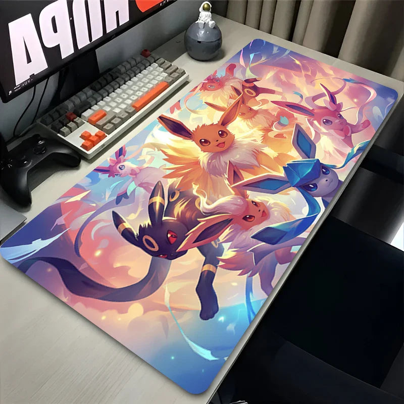 Alfombrilla de ratón de Anime Japonés para PC, colorida, Kawaii E-evee, para juegos, alfombrilla XXL P-pokemon, teclado, alfombrilla de goma para portátil, alfombrilla de escritorio para juegos