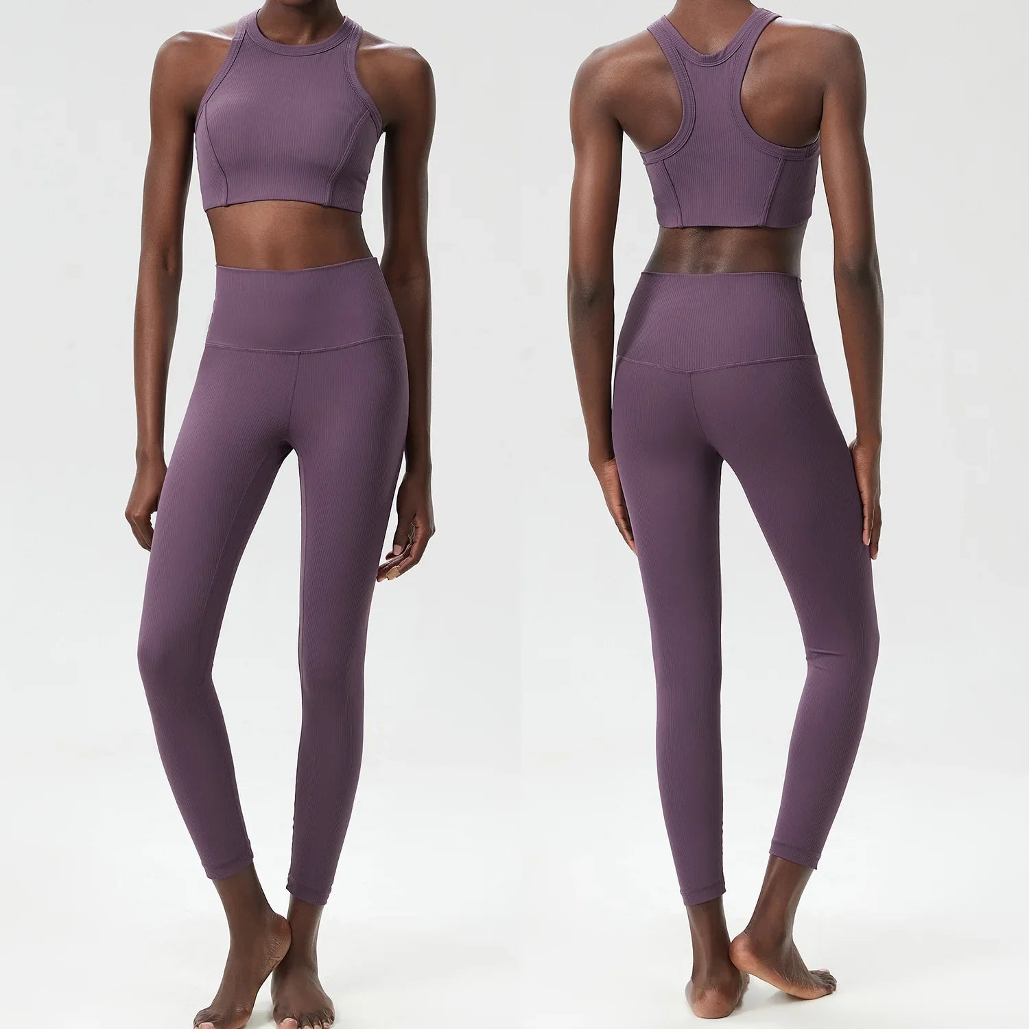 Conjunto de Yoga de 2 Piezas, Leggings de Cintura Alta para Mujer, Chaleco Deportivo, Ropa de Ejercicio, Conjuntos de Entrenamiento, Ropa Deportiva, Chándal de Gimnasio