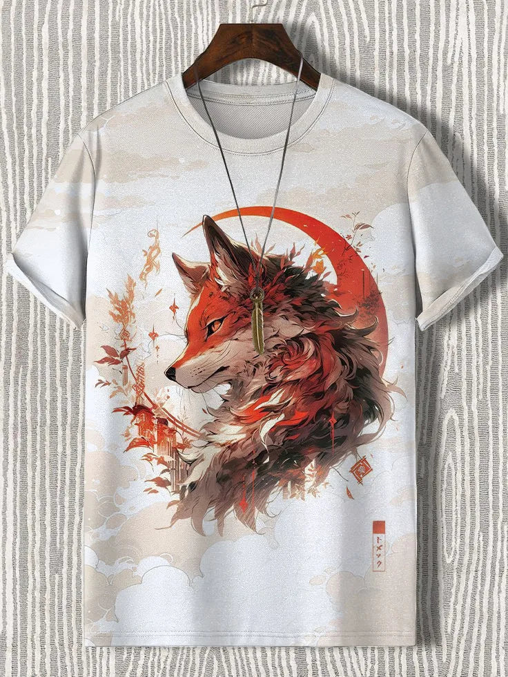 Samurai Cat Graphic T-Shirt – Japanese Style 3D Print Men's Tee