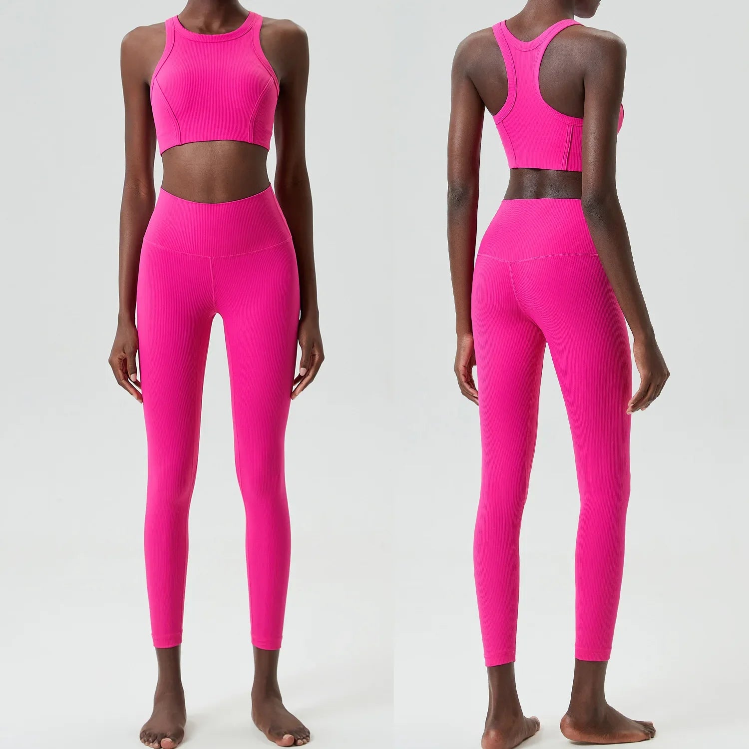 Conjunto de Yoga de 2 Piezas, Leggings de Cintura Alta para Mujer, Chaleco Deportivo, Ropa de Ejercicio, Conjuntos de Entrenamiento, Ropa Deportiva, Chándal de Gimnasio