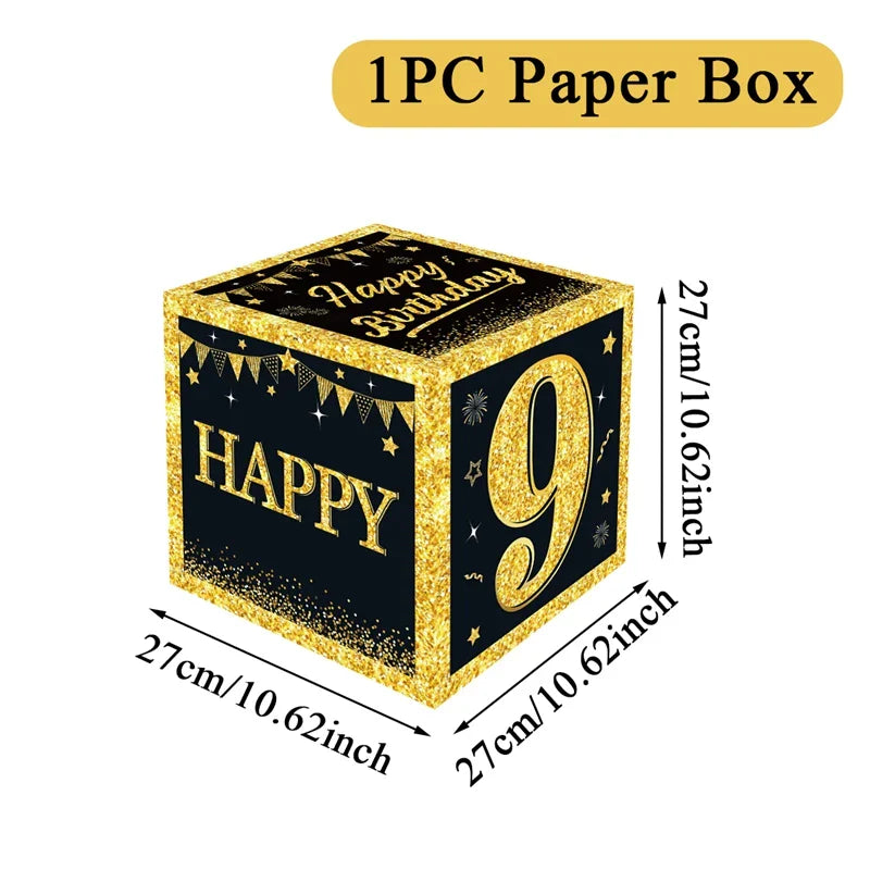 Caja de cumpleaños en blanco y dorado para 18 o 30 cumpleaños, decoraciones de fiesta para el hogar, caja de cumpleaños, suministros para fiestas de baby shower