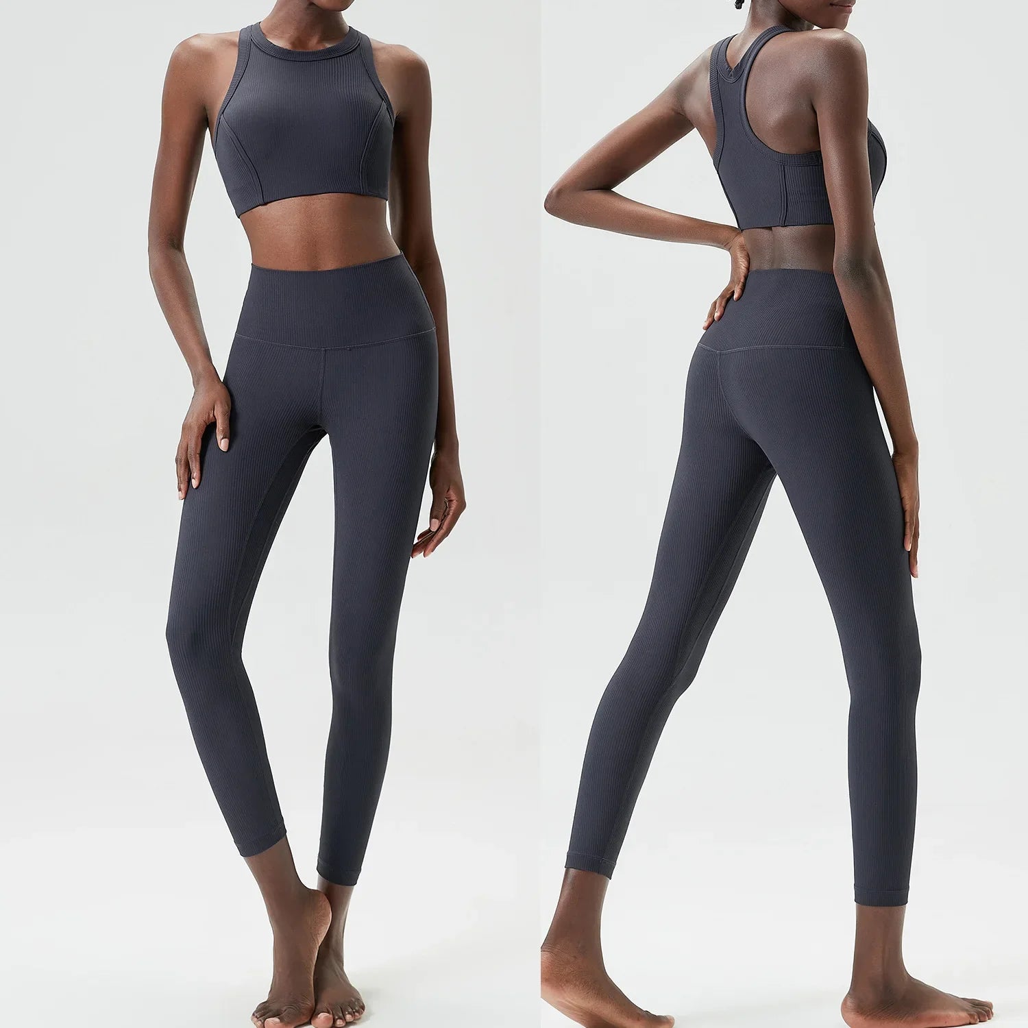 Conjunto de Yoga de 2 Piezas, Leggings de Cintura Alta para Mujer, Chaleco Deportivo, Ropa de Ejercicio, Conjuntos de Entrenamiento, Ropa Deportiva, Chándal de Gimnasio
