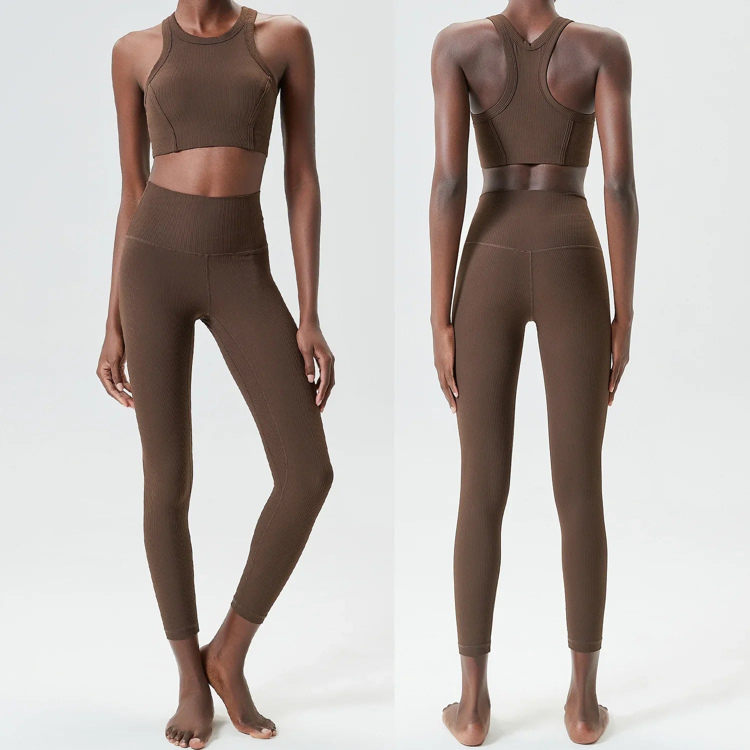 Conjunto de Yoga de 2 Piezas, Leggings de Cintura Alta para Mujer, Chaleco Deportivo, Ropa de Ejercicio, Conjuntos de Entrenamiento, Ropa Deportiva, Chándal de Gimnasio