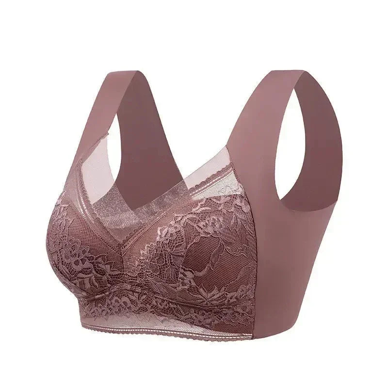 L-6L Sujetador grande para mujer Push Up, sujetador de seda helada sin costuras, bralette de encaje sin aros, sujetadores de verano de talla grande, lencería, ropa interior 15019