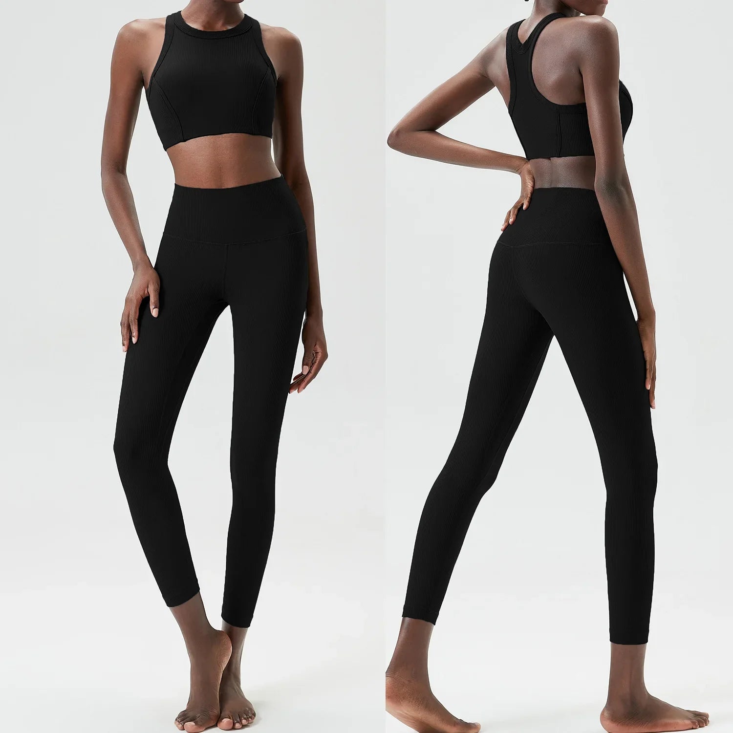 Conjunto de Yoga de 2 Piezas, Leggings de Cintura Alta para Mujer, Chaleco Deportivo, Ropa de Ejercicio, Conjuntos de Entrenamiento, Ropa Deportiva, Chándal de Gimnasio