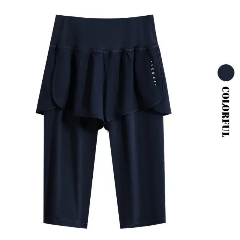 DRUR Pantalones Cortos de Yoga para Mujer, Verano, Deportivos, de Cinco Cuartos, Cintura Elástica, para Correr, Entrenamiento, Leggings Cortos para Mujer, Pantalones Cortos Deportivos
