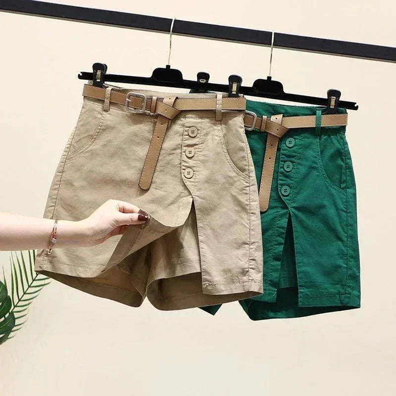 Casual Cotton Shorts Women's Summer Clothes New Versatile Fashion Thin A-word Pants Elastic Waist Skirt Pants Shorts for Women