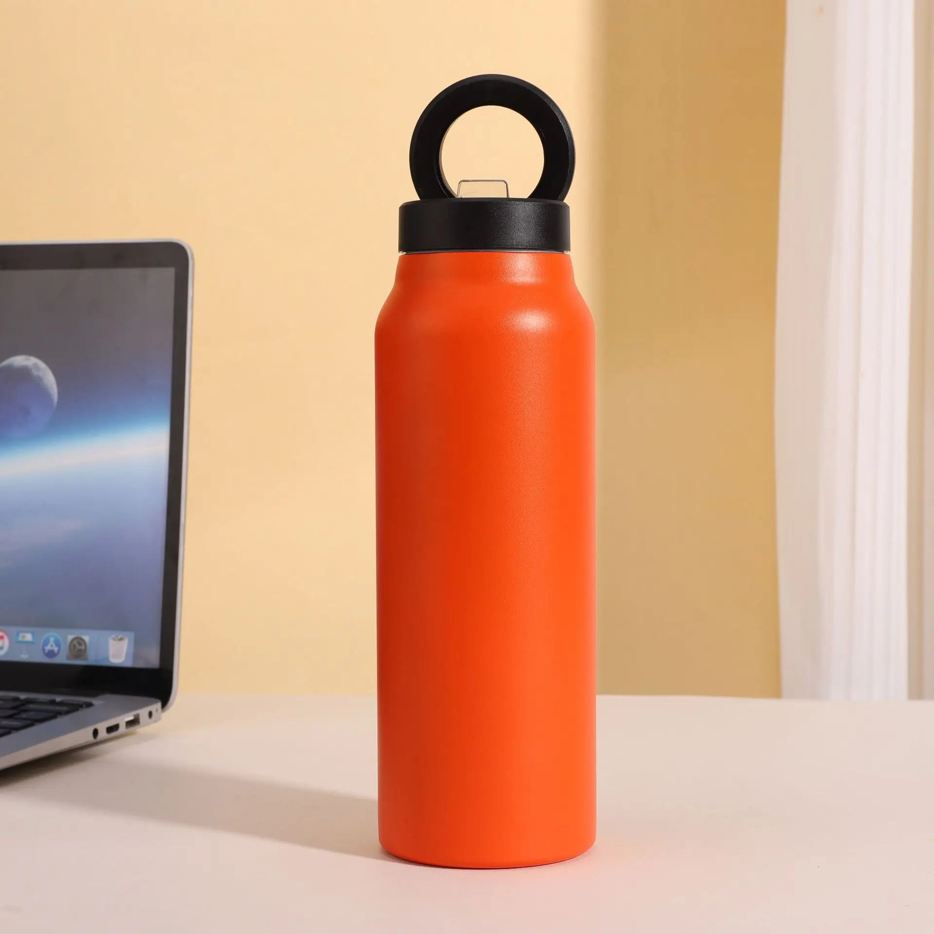 Termo deportivo pintado, botella al vacío de 710 ml con soporte magnético para teléfono | Botella de agua de acero inoxidable