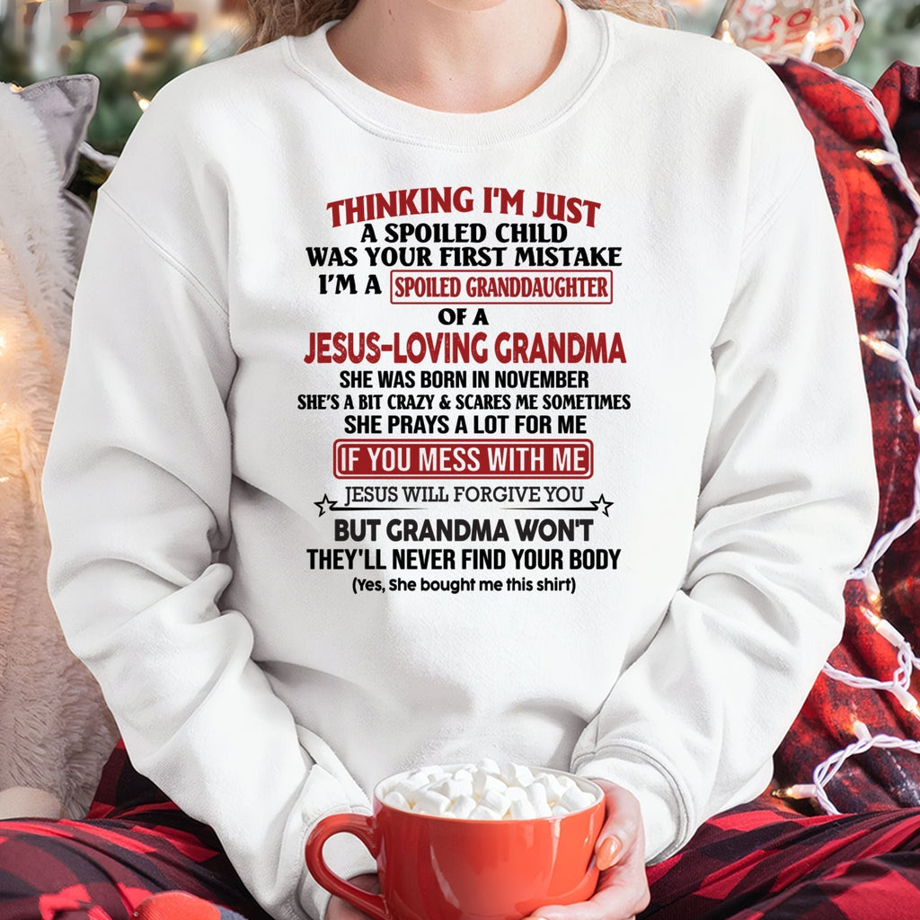 Christian Girl Shirt – Spoiled by Grandma November Edition – From Grandma to Granddaughter NGHL11 (SKU07-181-11)