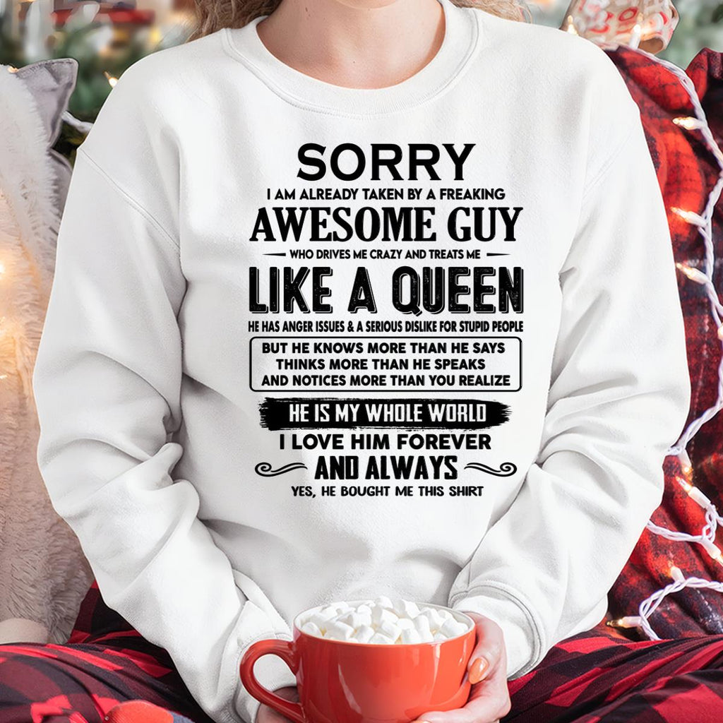 Sorry I am already taken by a freaking awesome guy - Gift for Wife From Husband - NGHL00 (SKU-SRG-00)