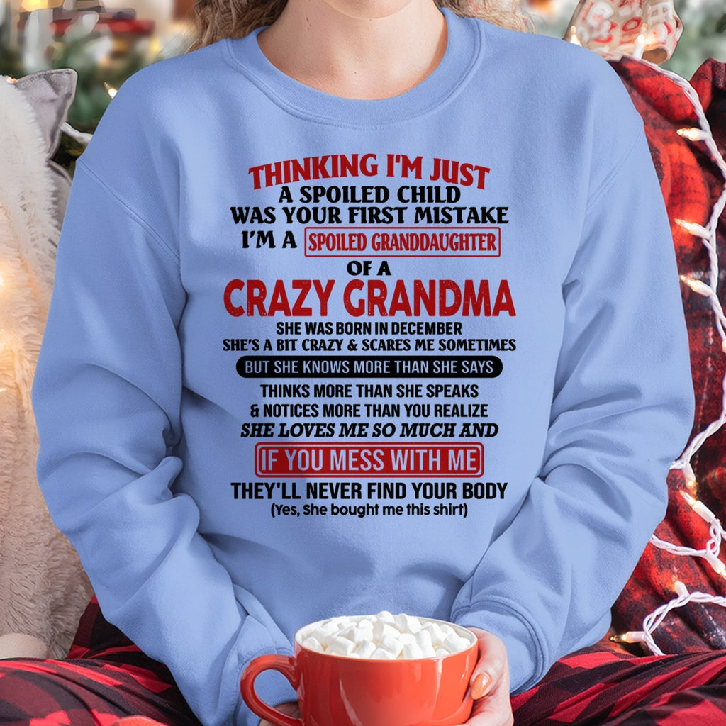 DECEMBER - I'M A SPOILED GRANDDAUGHTER OF A CRAZY GRANDMA - From Grandma - NGHL12 (SKU-GMD1-NTT12)