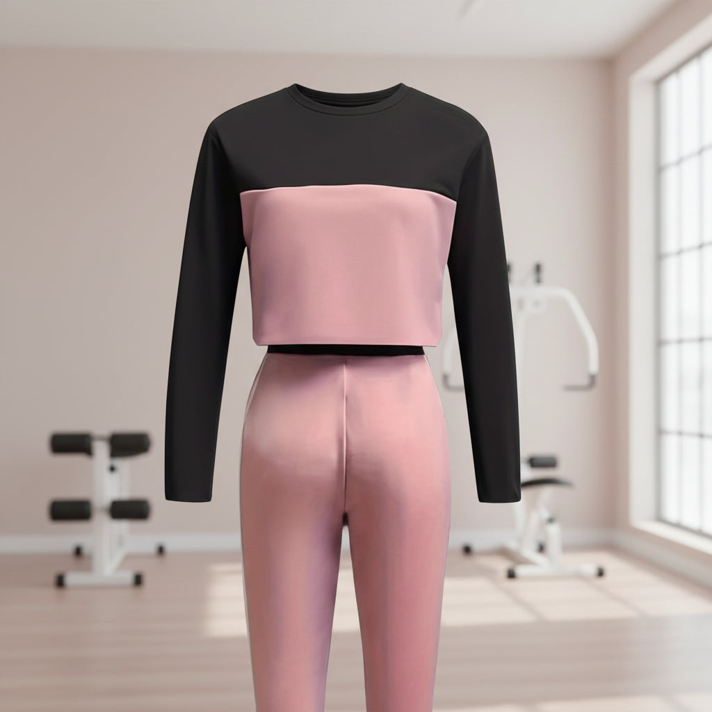 Women's Korean-Style Hoodie & Pants Two-Piece Set – Casual Patchwork