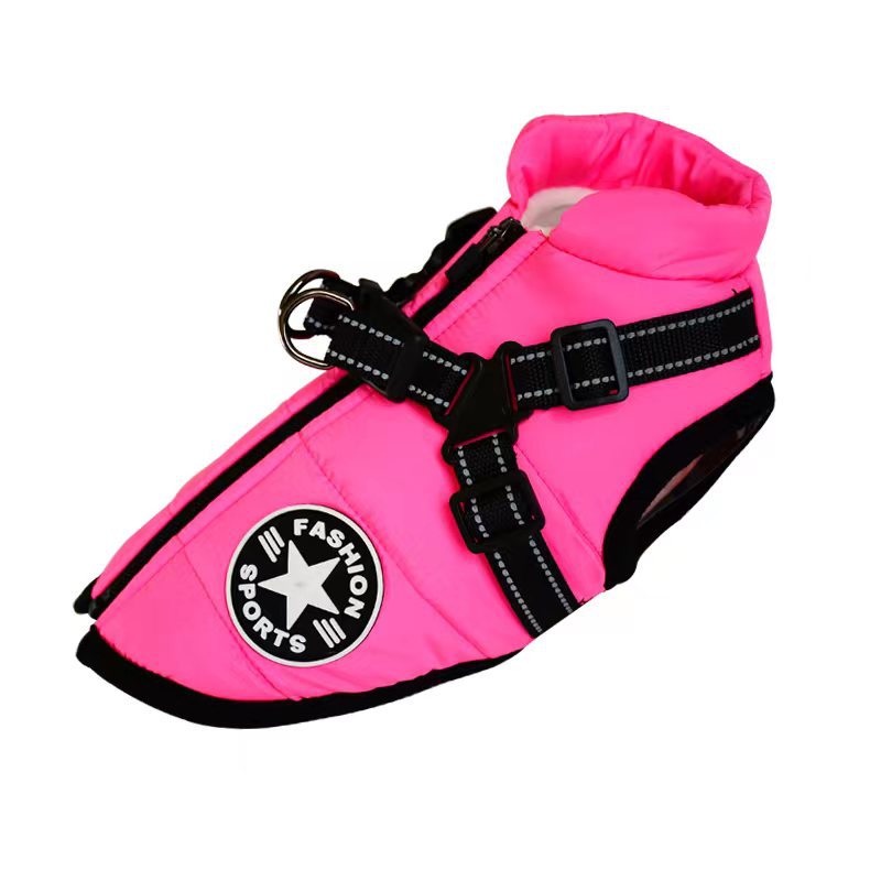 Abrigo impermeable para perro con arnés — 7 colores, tallas XS–4XL