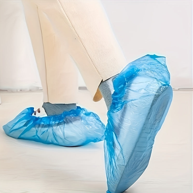 Paquete de 100: Cubrezapatos de plástico desechables – Impermeables y antideslizantes