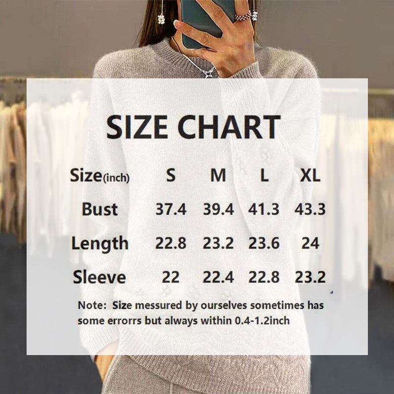 Women's Solid Color 3D Floral Embroidered Sweater