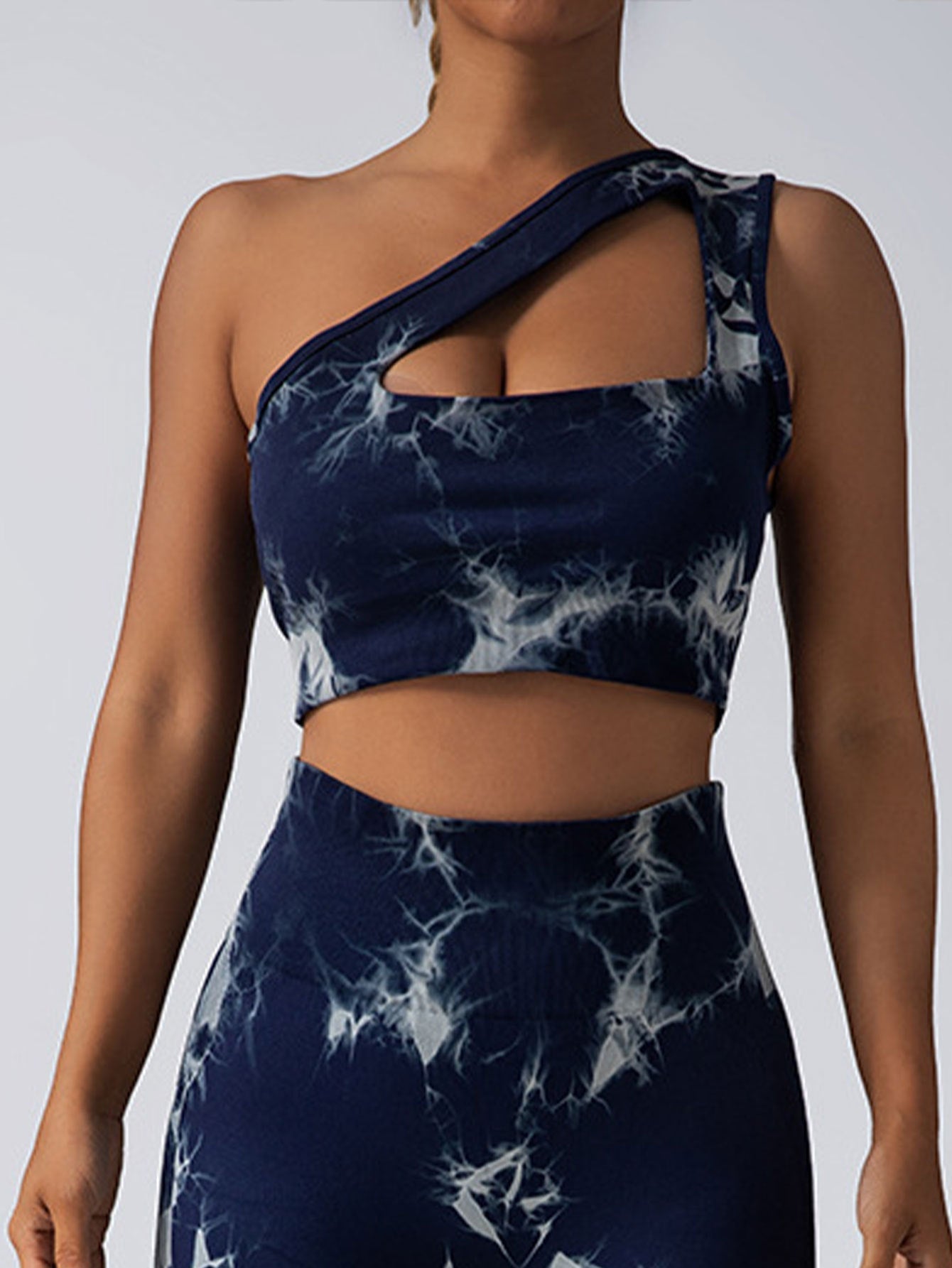 Seamless One-Shoulder Bra & Scrunch Leggings Set - High Waisted Yoga Pants