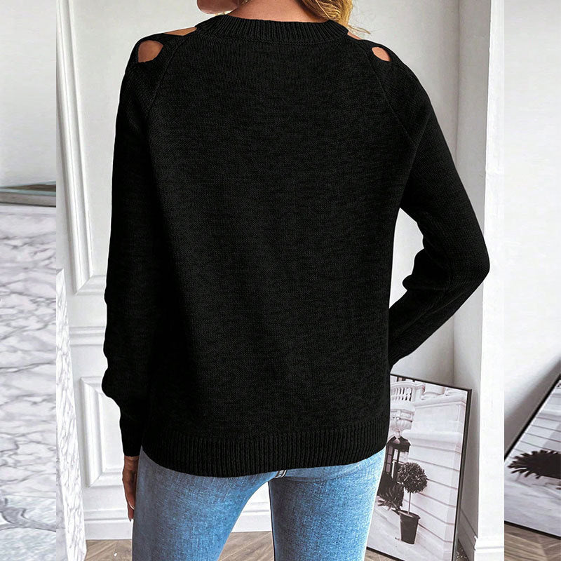 Women's Casual Long Sleeve Hollow Out Sweater