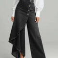 Women's Washed Denim Skort with Button Closure