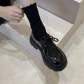 Women’s British Style Chunky Sole Leather Shoes – Trendy Loafers with Elevated Heel