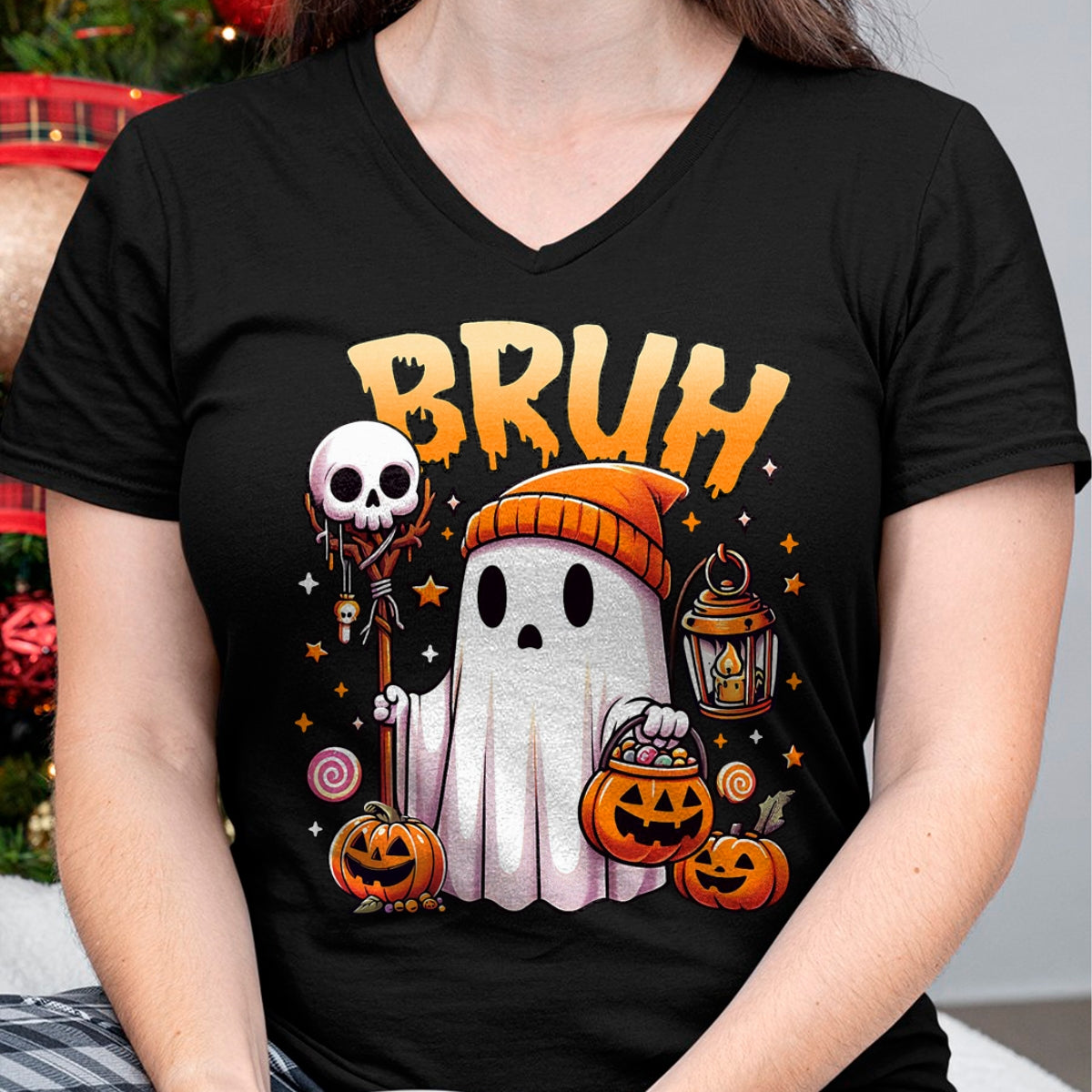 Camiseta Bruh Ghost Halloween Lindo Fantasma Truco o Trato Dulces Niños - Camiseta/Sudadera con Capucha Unisex de Halloween - NGHL00