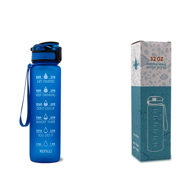 Botella de agua Tritan de 1L con marcador de tiempo, tapa rebotante, botella motivacional, taza a prueba de fugas para ciclismo, botellas para deportes y fitness.