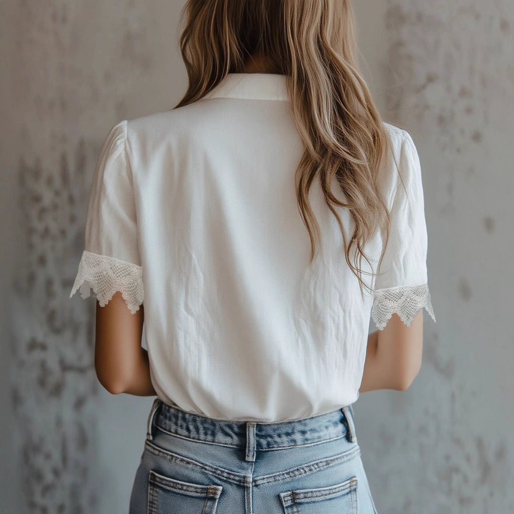 Women’s Lace Puff Sleeve Loose Fit Top