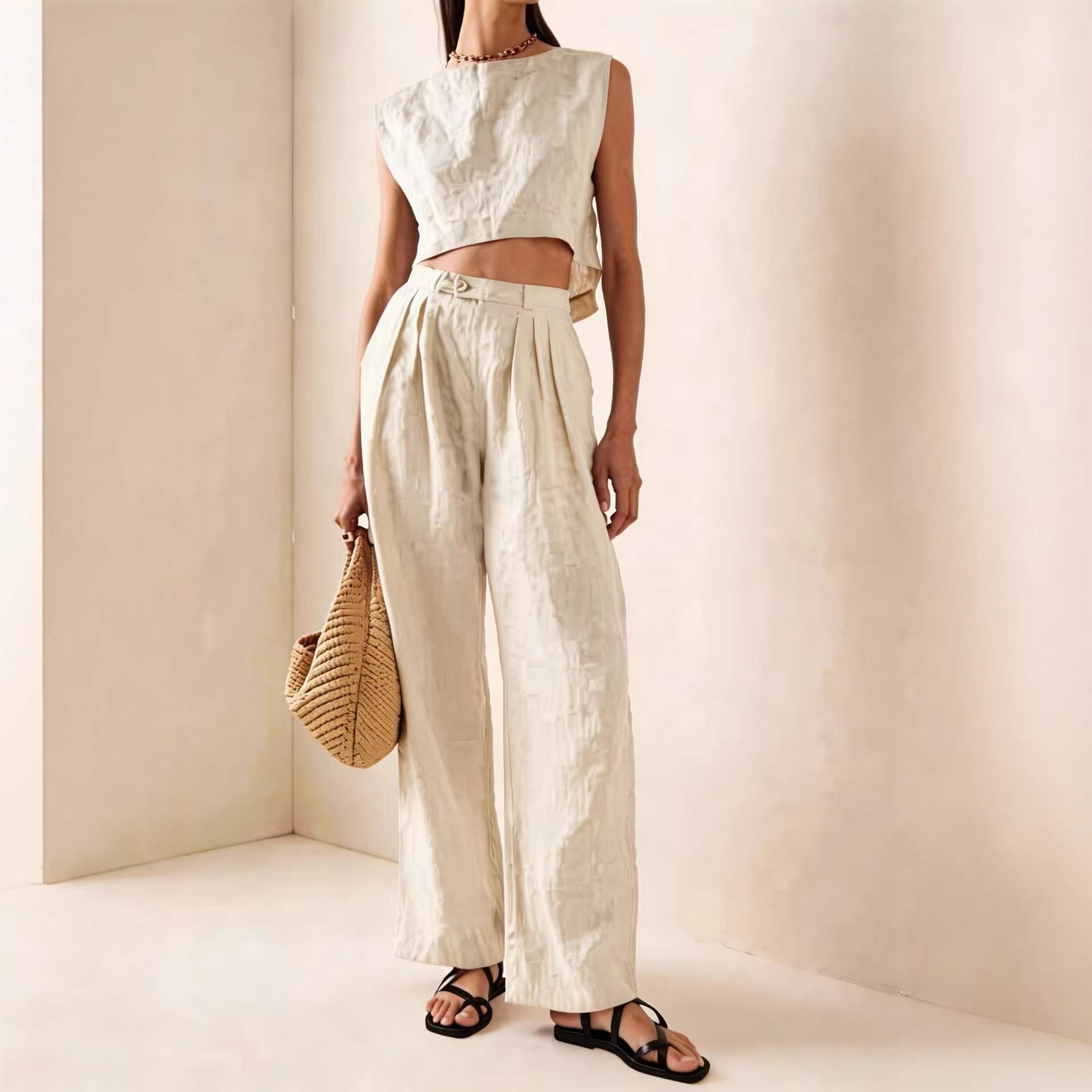 Women's Crew-Neck Loose Casual Two-Piece Set – Breathable T-Shirt & Pants