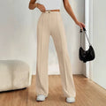 Women's High-Waisted Straight Flare Pants with Stitching Detail
