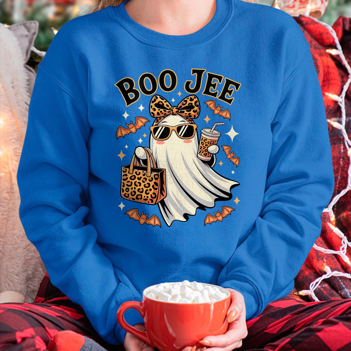 Coqueta Leopardo Fantasma Café Boo JEE Fantasma Boujee - Camiseta/Sudadera con Capucha Unisex de Halloween - NGHL00
