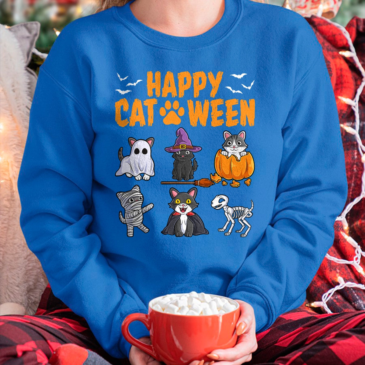 Camiseta de Halloween de gato gatito lindo de vacaciones espeluznantes de Halloween de gatos - Camiseta/Sudadera con capucha unisex de Halloween - NGHL00