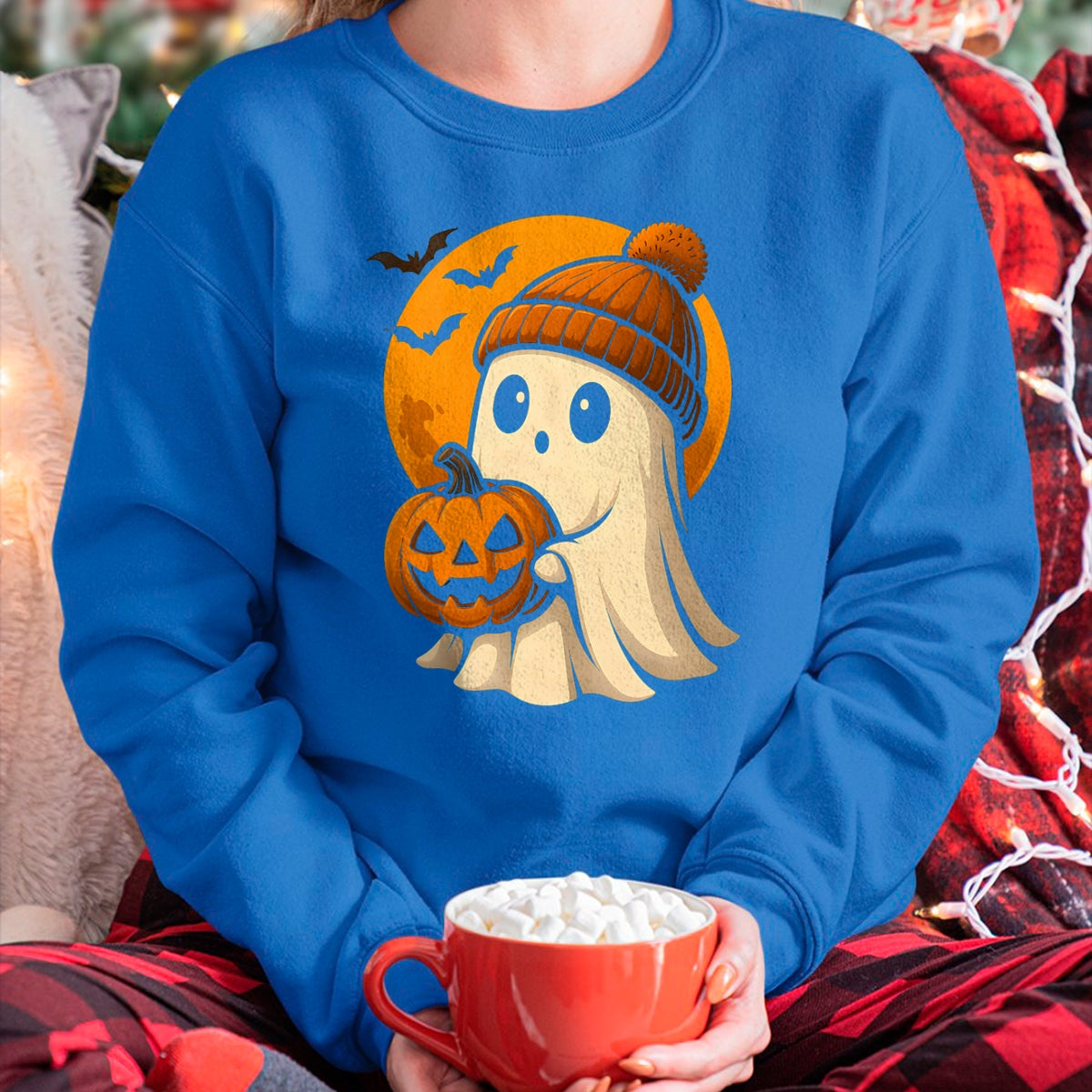 Lindo fantasma con calabaza para fiesta de disfraces de Halloween, camiseta espeluznante - Camiseta/Sudadera con capucha unisex de Halloween - NGHL00
