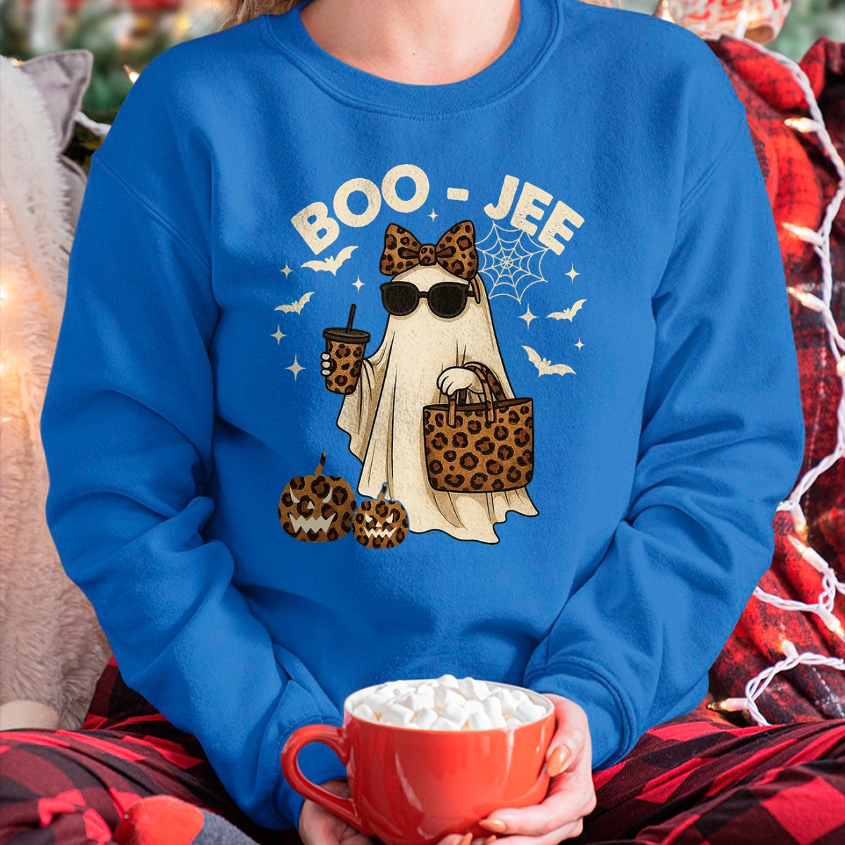Camiseta Coquette Leopard Ghost Coffee Boo JEE Halloween Boujee Ghost - Camiseta/Sudadera con Capucha Unisex de Halloween - NGHL00