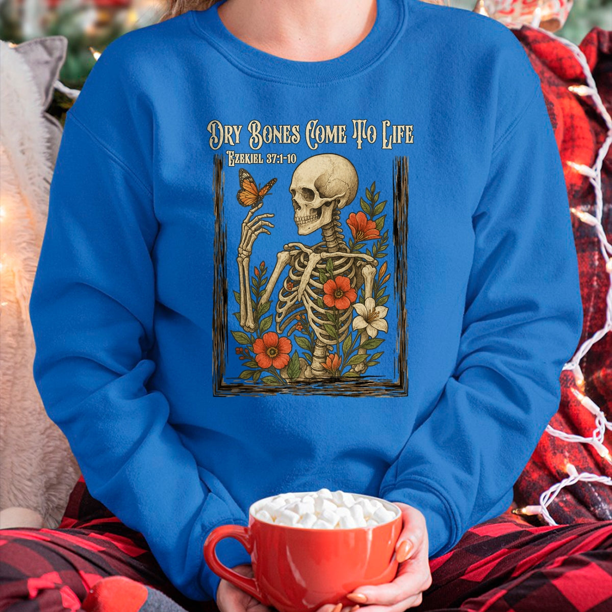Fe cristiana: Huesos secos cobran vida, camiseta con estampado floral de esqueleto - Camiseta/sudadera unisex de Halloween - NGHL00 (Copia)