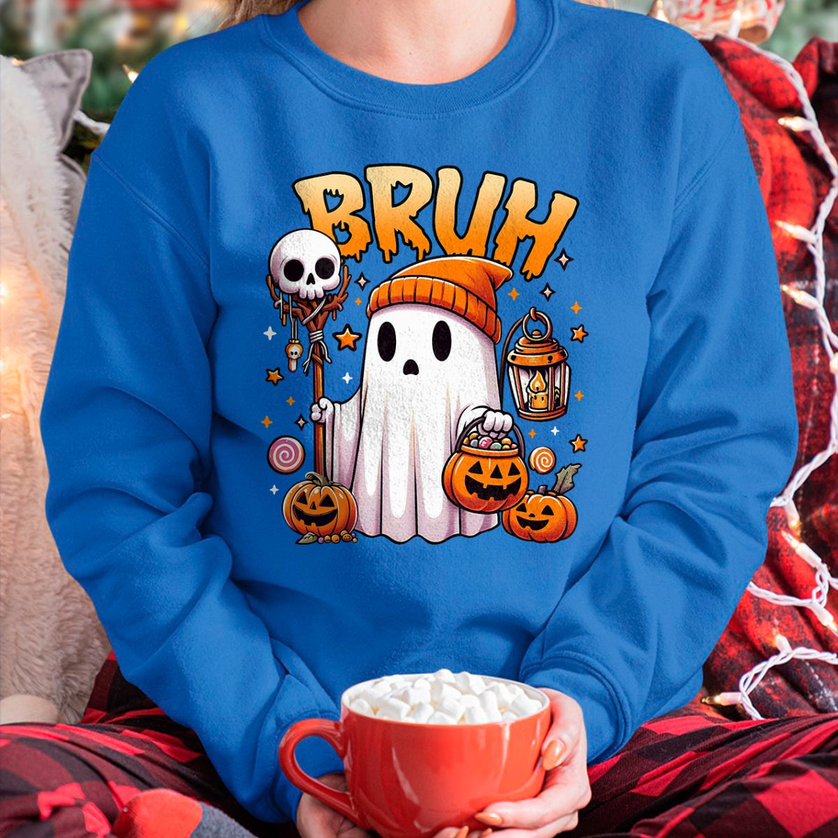 Camiseta Bruh Ghost Halloween Lindo Fantasma Truco o Trato Dulces Niños - Camiseta/Sudadera con Capucha Unisex de Halloween - NGHL00