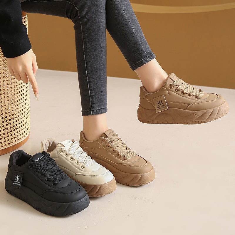 Color Block Height Increasing Sneakers – Lace-Up Low Top