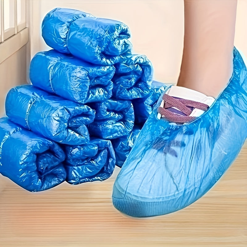 Paquete de 100: Cubrezapatos de plástico desechables – Impermeables y antideslizantes