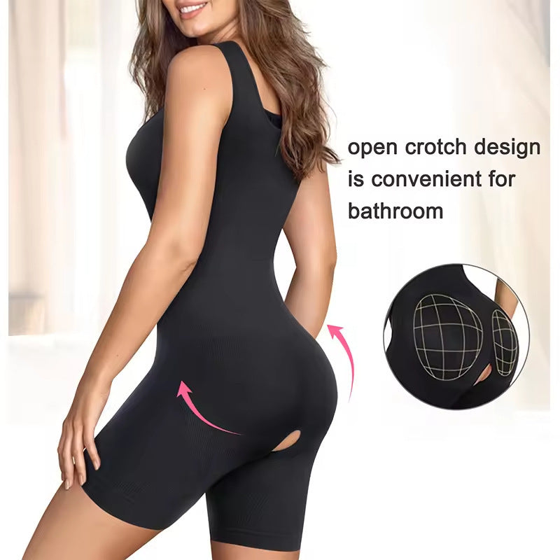Plus Size Camisole Shapewear Bodysuit – Tummy Control Butt Lift Breast Support Open-Crotch Body Shaper for Women
