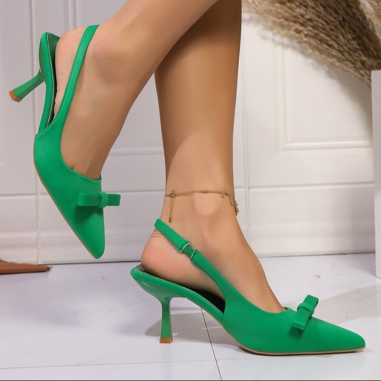 Women's Stiletto Heel Bow Ankle Strap Pumps