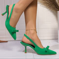 Women's Stiletto Heel Bow Ankle Strap Pumps