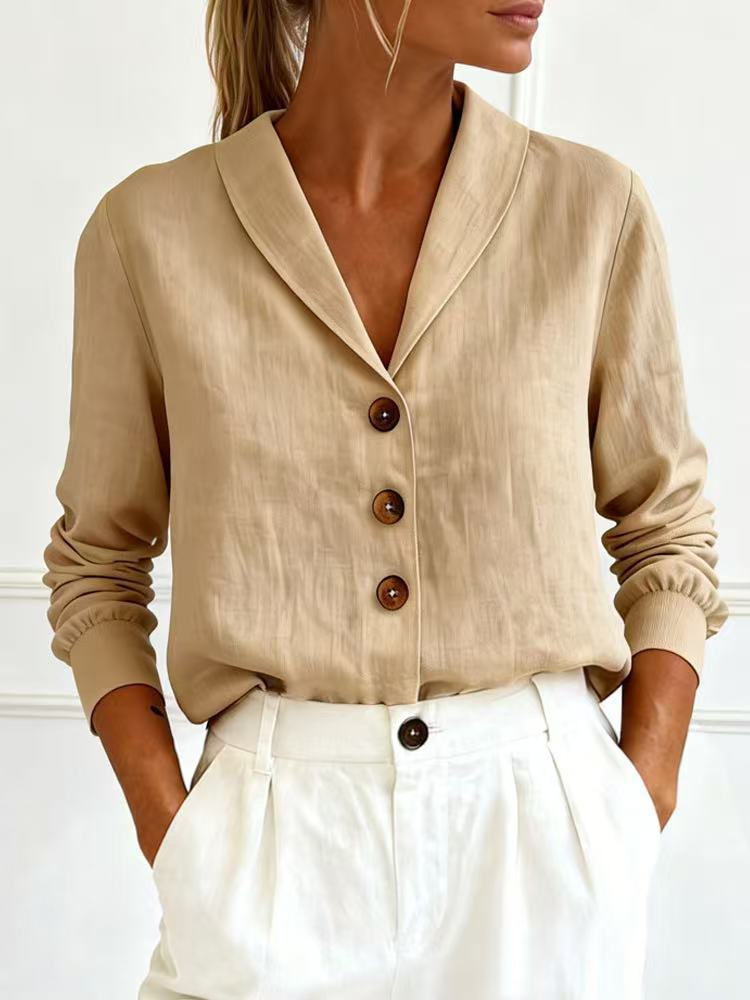 Women's Peter Pan Collar Button-Up Shirt – 6 Colors S–3XL