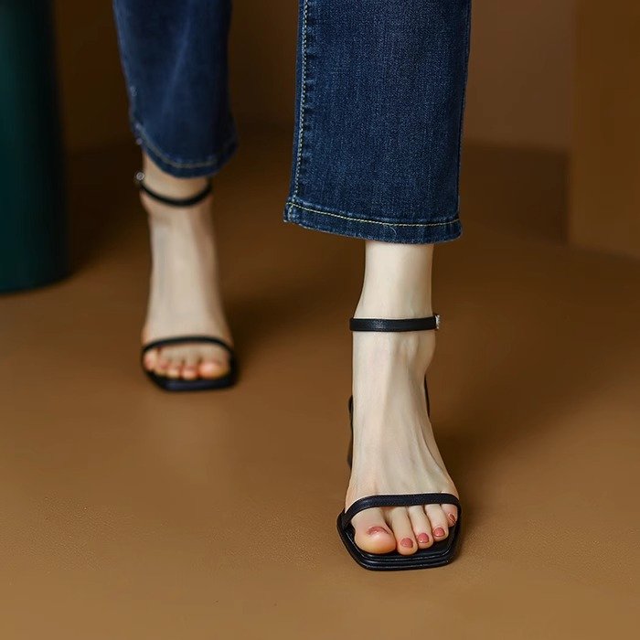 Open Toe Block Heel Buckle Sandals – Versatile Dress Sandal