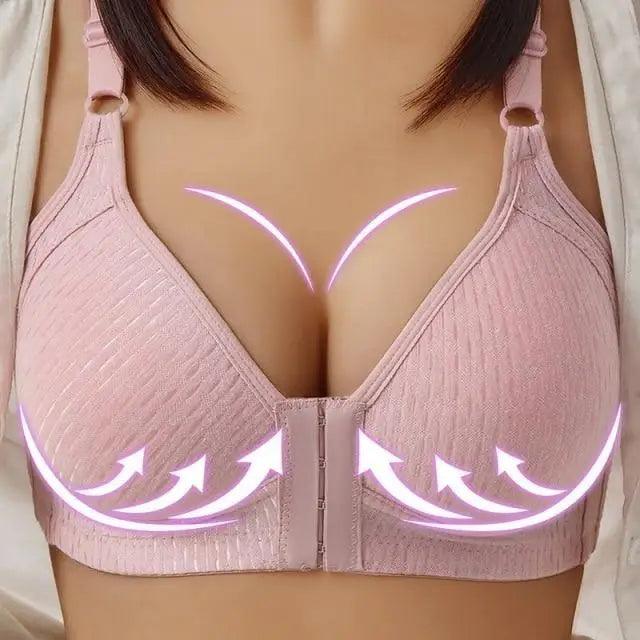 Sujetador cómodo sin costuras para mujer, a la moda, con realce, sin aros, lencería, bralette de copa completa, ropa interior de algodón, sujetador con cierre frontal.